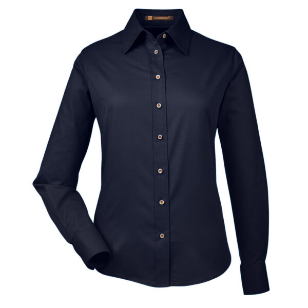 Harriton Women's Easy Blend Long Sleeve Twill Shirt